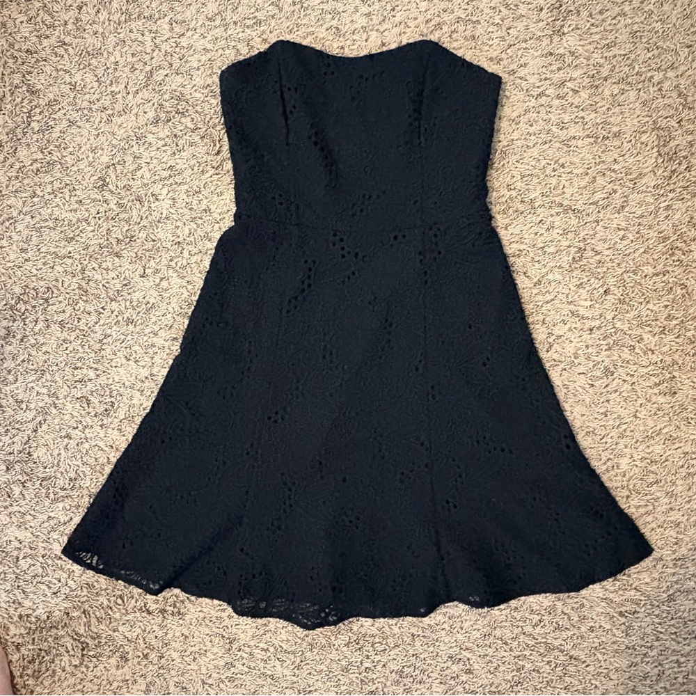 Lilly Pulitzer Black Eyelet Fit & Flare Dress | Size 0 | Gold Zip Back